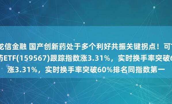 龙信金融 国产创新药处于多个利好共振关键拐点！可T+0交易的港股创新药ETF(159567)跟踪指数涨3.31%，实时换手率突破60%排名同指数第一