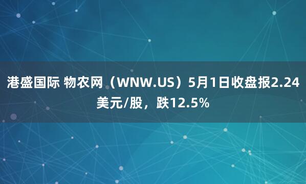 港盛国际 物农网（WNW.US）5月1日收盘报2.24美元/股，跌12.5%