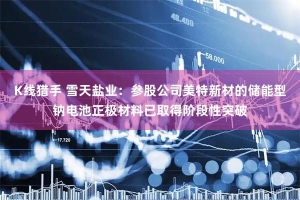 K线猎手 雪天盐业：参股公司美特新材的储能型钠电池正极材料已取得阶段性突破