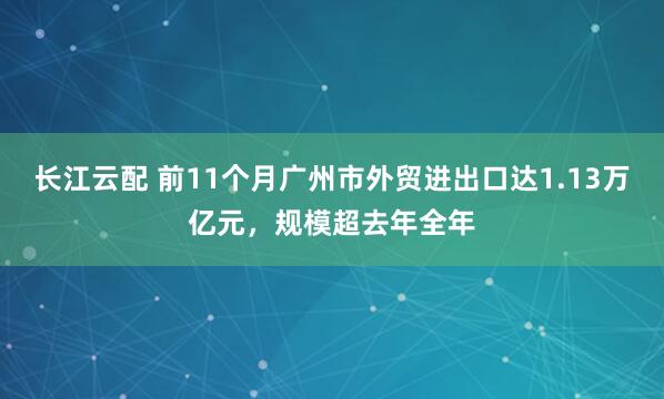 长江云配 前11个月广州市外贸进出口达1.13万亿元，规模超去年全年