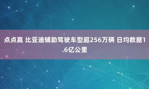 点点赢 比亚迪辅助驾驶车型超256万辆 日均数据1.6亿公里