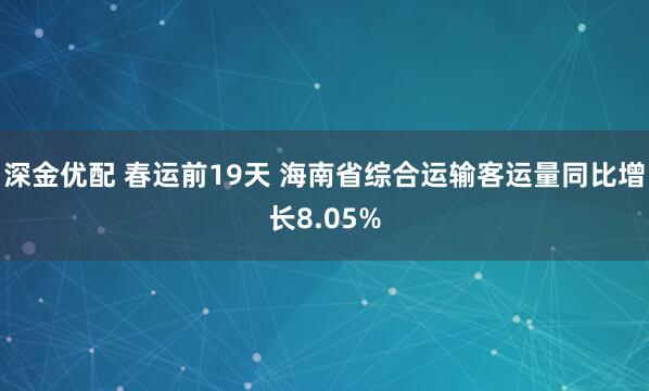 深金优配 春运前19天 海南省综合运输客运量同比增长8.05%