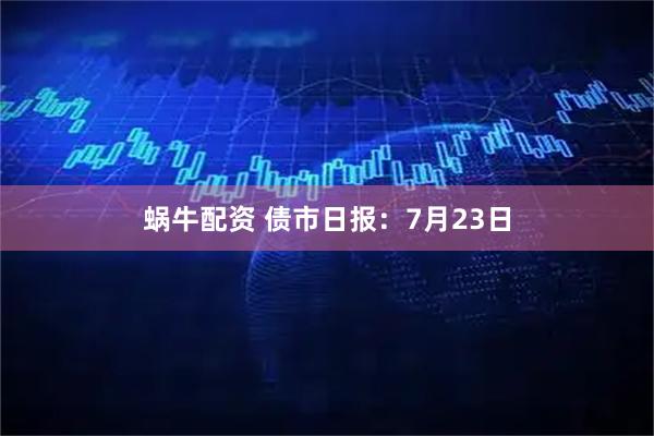 蜗牛配资 债市日报:7月23日